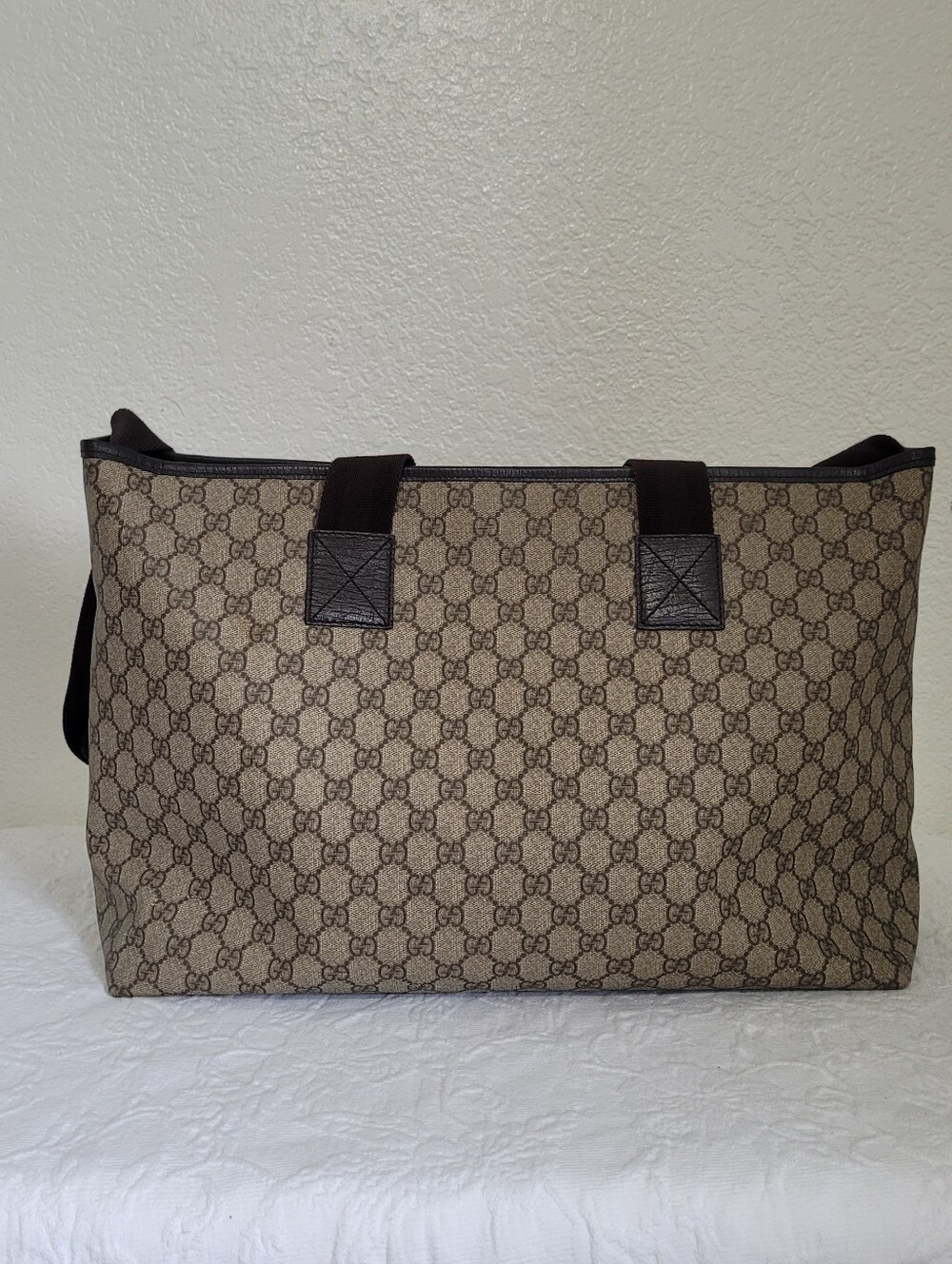 Gucci Brown GG Supreme Joy Two Way Canvas Leather Large Travel Business Tote - Picture 5 of 10